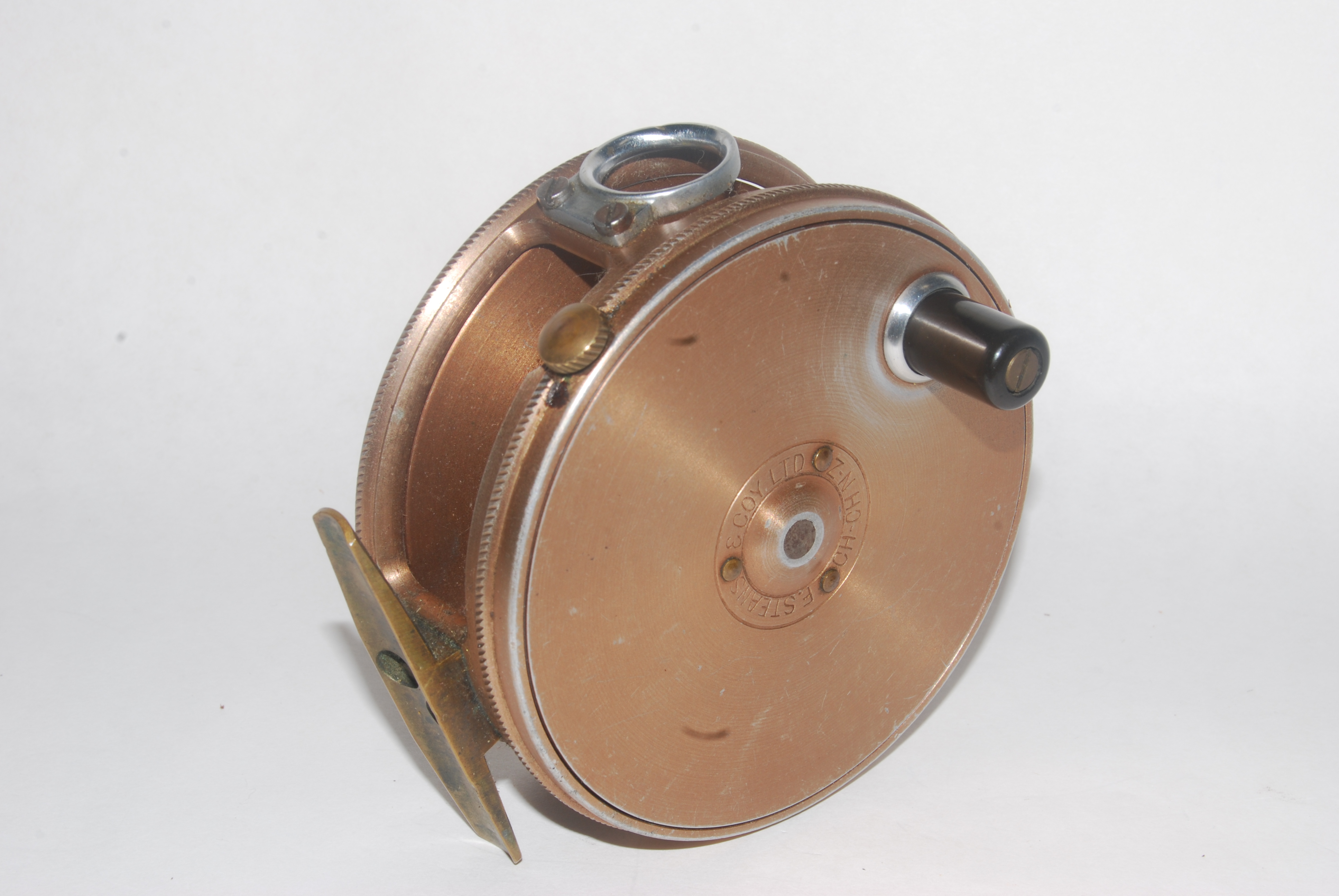 3 7/8" F. STEARNS & COY LMT. CHCH NZ FLY REEL. .[PERFECT- Type] 9 3/8 oz.  Cap. WF-7 + 125 yd. RH.