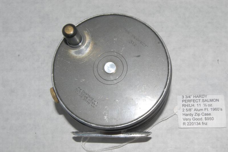 3 3/4 HARDY PERFECT SALMON Wide Spool. No Line Guard. RHW/LHW. 11 1/2 oz.  Circa 1955-57. Short [ 2 5/8] Ribbed Aluminum Foot;